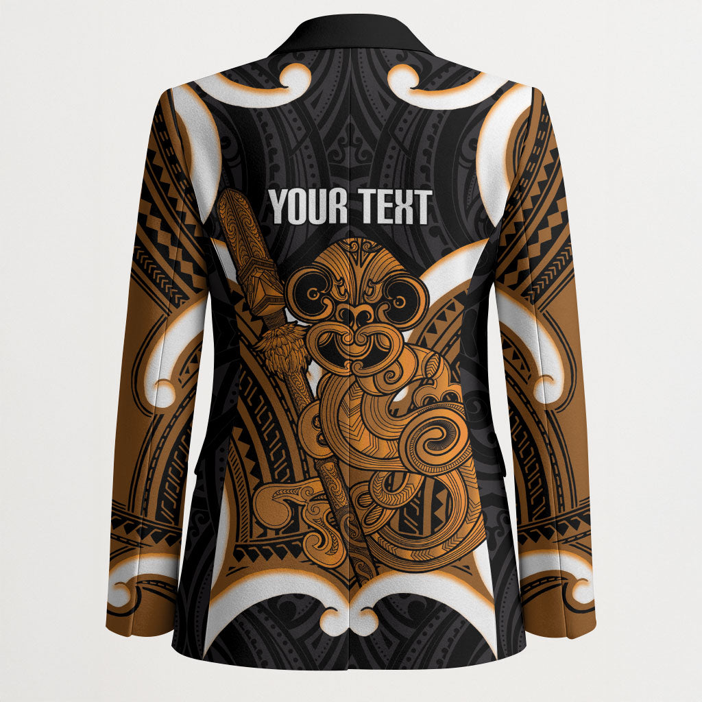 Karaka Aotearoa Atua Tumatauenga Personalised Blazer Maori God Of War Tiki With Taiaha LT14 - Polynesian Pride