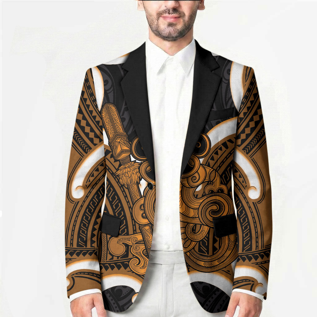Karaka Aotearoa Atua Tumatauenga Personalised Blazer Maori God Of War Tiki With Taiaha LT14 - Polynesian Pride