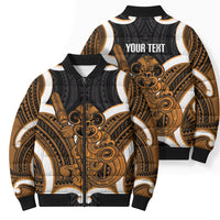 Karaka Aotearoa Atua Tumatauenga Personalised Bomber Puffer Jacket Maori God Of War Tiki With Taiaha LT14 - Polynesian Pride
