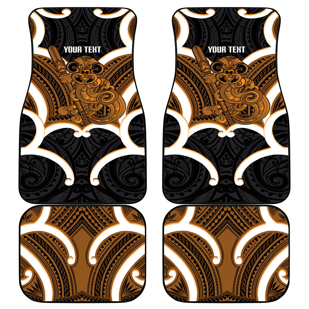 Karaka Aotearoa Atua Tumatauenga Personalised Car Mats Maori God Of War Tiki With Taiaha LT14 - Polynesian Pride
