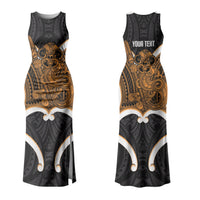 Karaka Aotearoa Atua Tumatauenga Personalised Couples Matching Tank Maxi Dress and Hawaiian Shirt Maori God Of War Tiki With Taiaha LT14 - Polynesian Pride