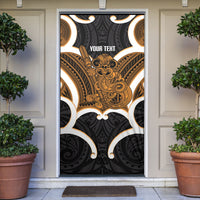 Karaka Aotearoa Atua Tumatauenga Personalised Door Cover Maori God Of War Tiki With Taiaha LT14 Orange - Polynesian Pride