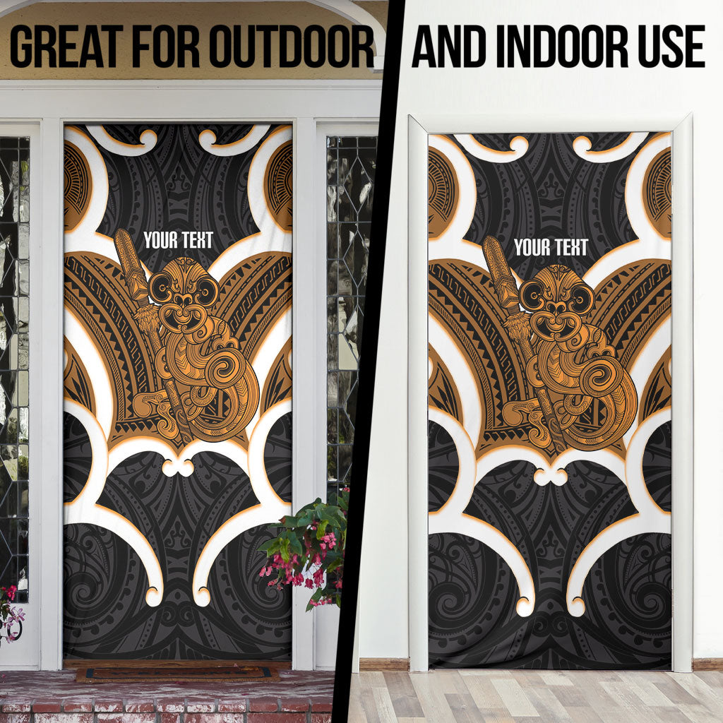 Karaka Aotearoa Atua Tumatauenga Personalised Door Cover Maori God Of War Tiki With Taiaha LT14 - Polynesian Pride