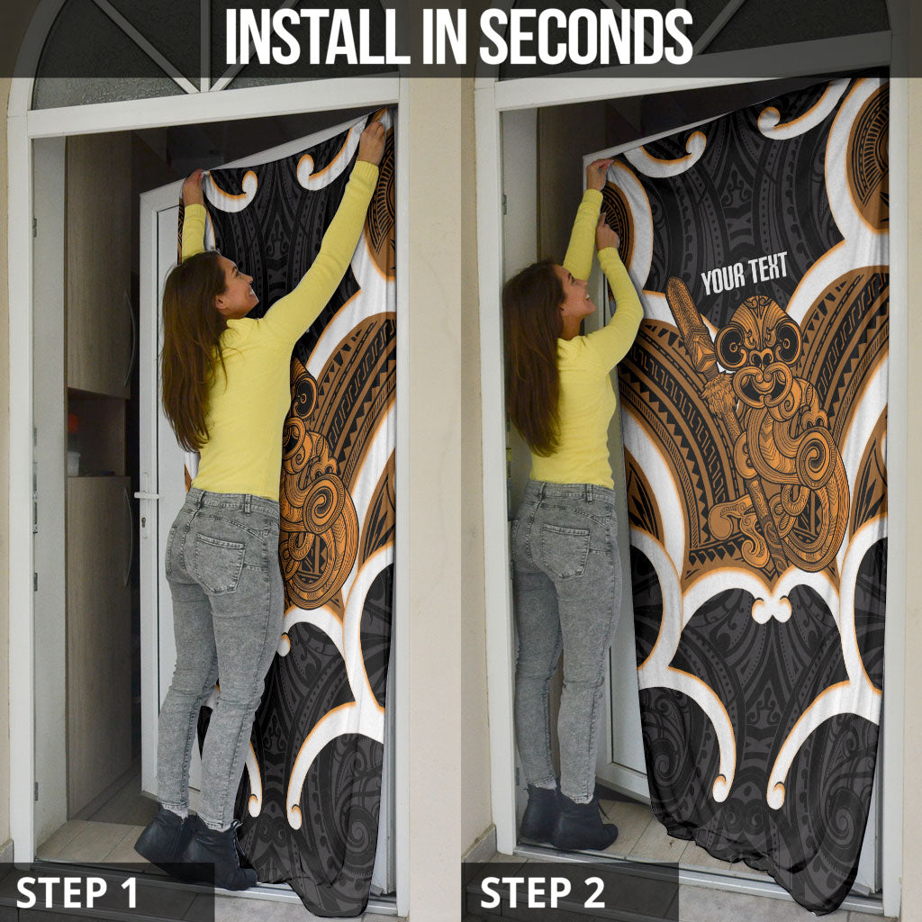 Karaka Aotearoa Atua Tumatauenga Personalised Door Cover Maori God Of War Tiki With Taiaha LT14 - Polynesian Pride