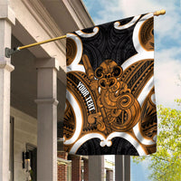 Karaka Aotearoa Atua Tumatauenga Personalised Garden Flag Maori God Of War Tiki With Taiaha LT14 House Flag Orange - Polynesian Pride