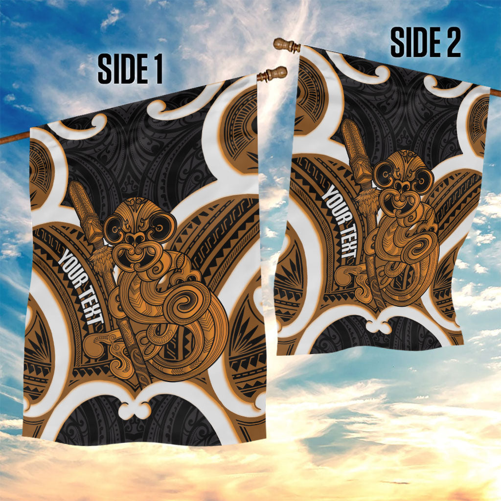 Karaka Aotearoa Atua Tumatauenga Personalised Garden Flag Maori God Of War Tiki With Taiaha LT14 - Polynesian Pride