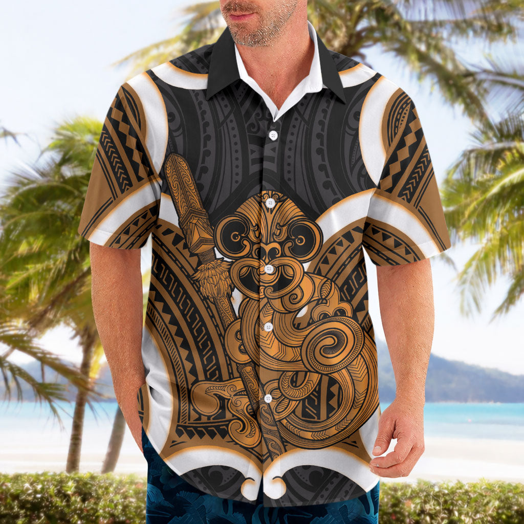 Karaka Aotearoa Atua Tumatauenga Personalised Hawaiian Shirt Maori God Of War Tiki With Taiaha LT14 - Polynesian Pride