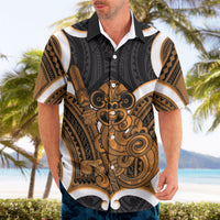 Karaka Aotearoa Atua Tumatauenga Personalised Hawaiian Shirt Maori God Of War Tiki With Taiaha LT14 - Polynesian Pride