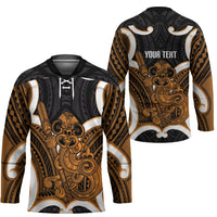 Karaka Aotearoa Atua Tumatauenga Personalised Hockey Jersey Maori God Of War Tiki With Taiaha LT14 - Polynesian Pride