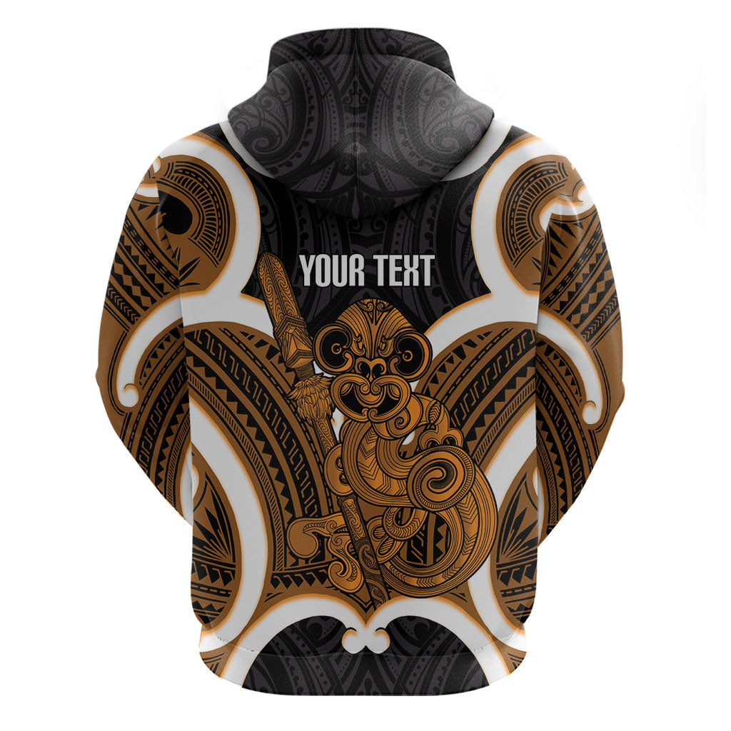 Karaka Aotearoa Atua Tumatauenga Personalised Hoodie Maori God Of War Tiki With Taiaha LT14 - Polynesian Pride