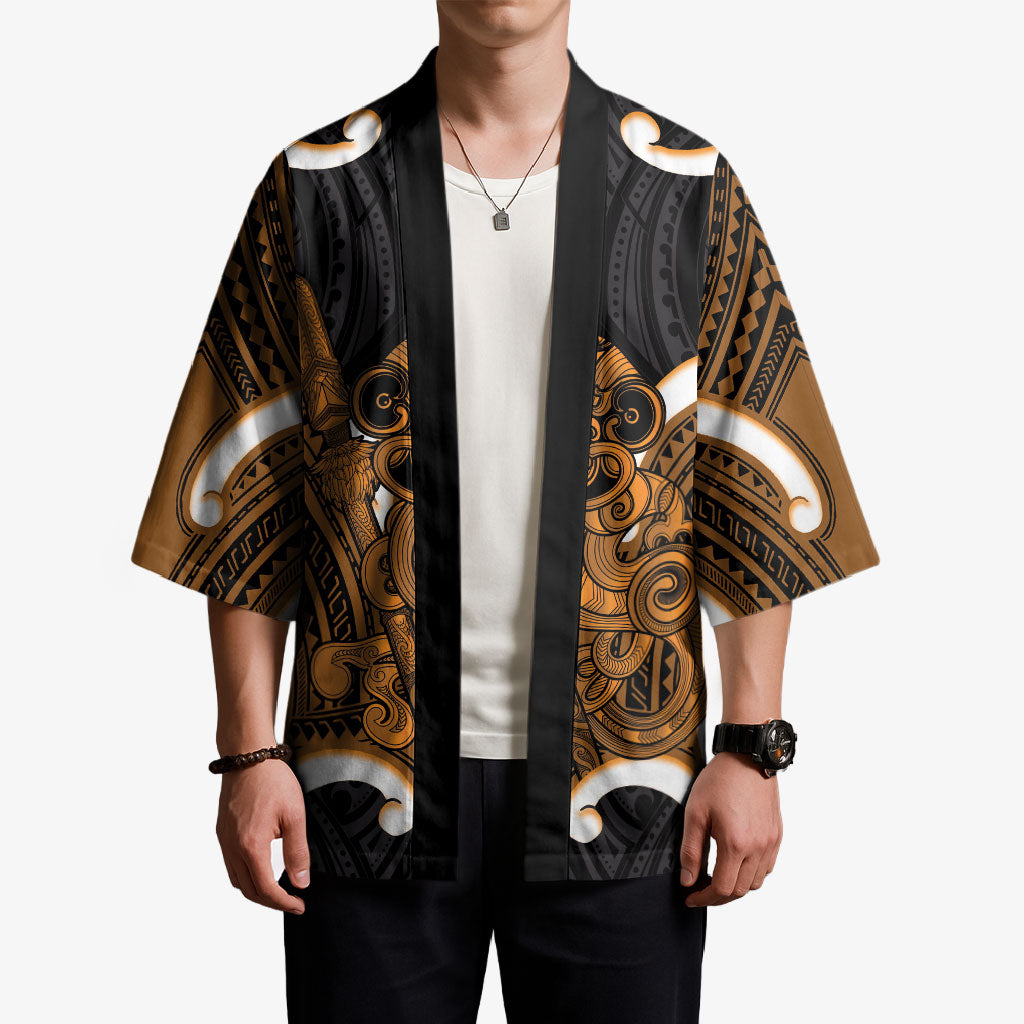 Karaka Aotearoa Atua Tumatauenga Personalised Kimono Maori God Of War Tiki With Taiaha LT14 - Polynesian Pride