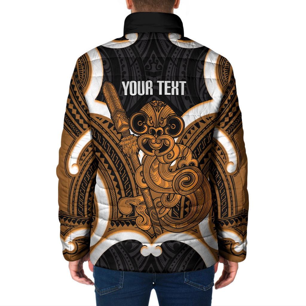 Karaka Aotearoa Atua Tumatauenga Personalised Padded Jacket Maori God Of War Tiki With Taiaha LT14 - Polynesian Pride