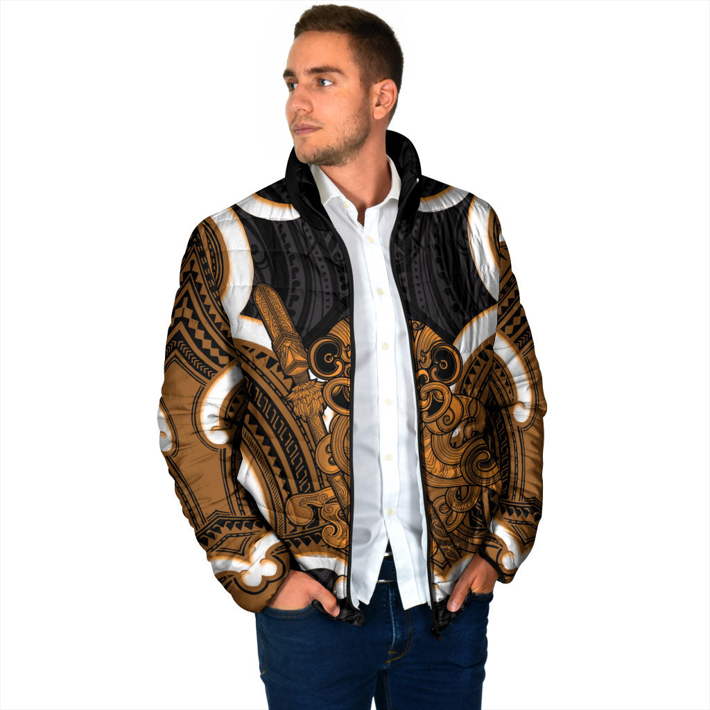 Karaka Aotearoa Atua Tumatauenga Personalised Padded Jacket Maori God Of War Tiki With Taiaha LT14 - Polynesian Pride