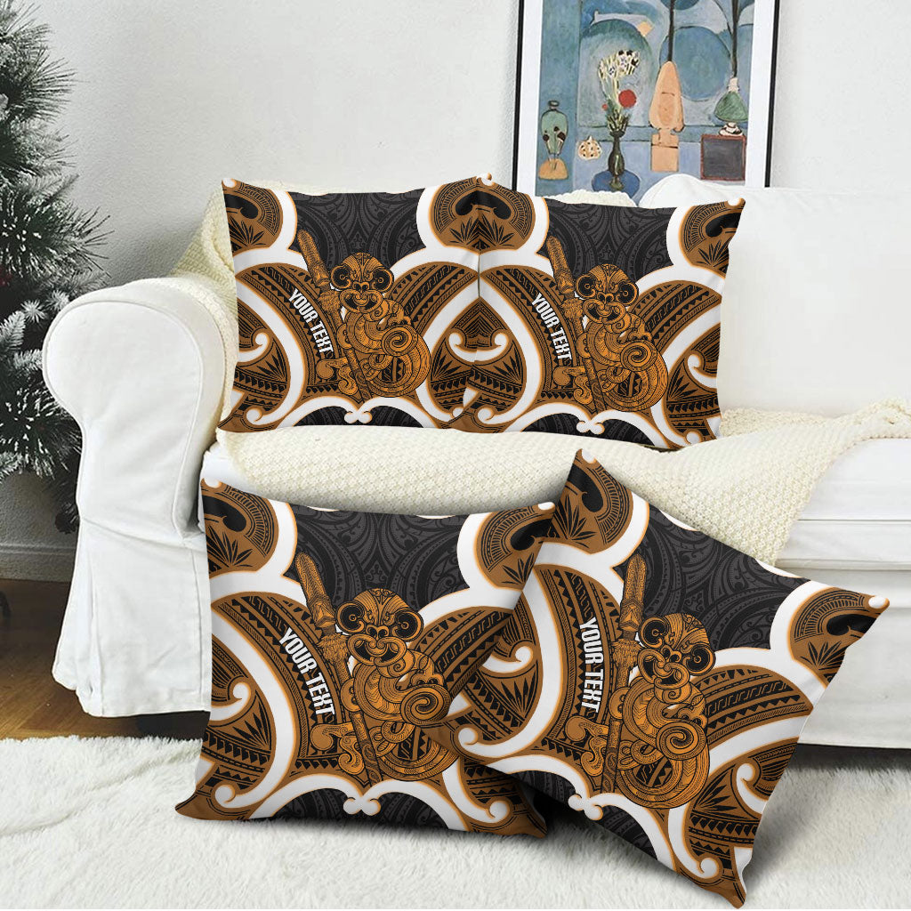 Karaka Aotearoa Atua Tumatauenga Personalised Pillow Cover Maori God Of War Tiki With Taiaha LT14 - Polynesian Pride