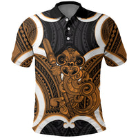 Karaka Aotearoa Atua Tumatauenga Personalised Polo Shirt Maori God Of War Tiki With Taiaha LT14 Orange - Polynesian Pride