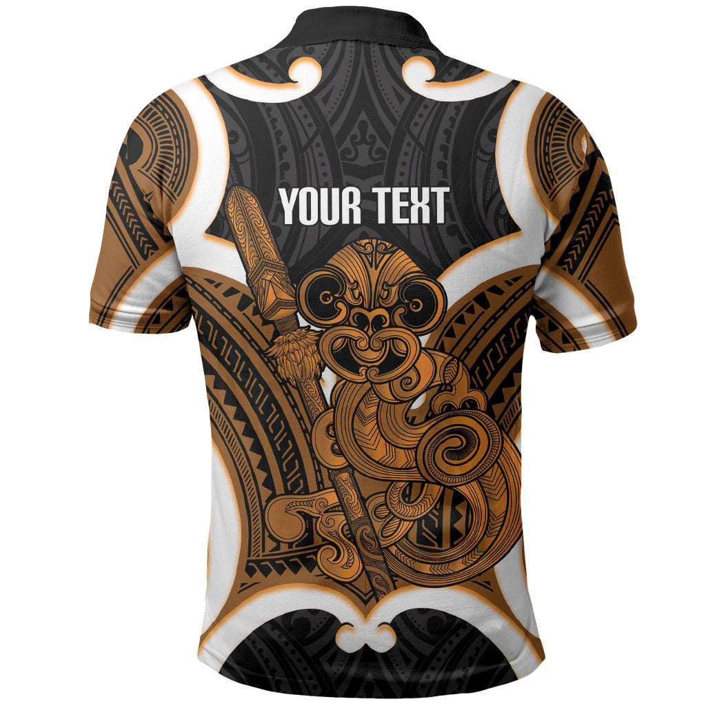 Karaka Aotearoa Atua Tumatauenga Personalised Polo Shirt Maori God Of War Tiki With Taiaha LT14 - Polynesian Pride