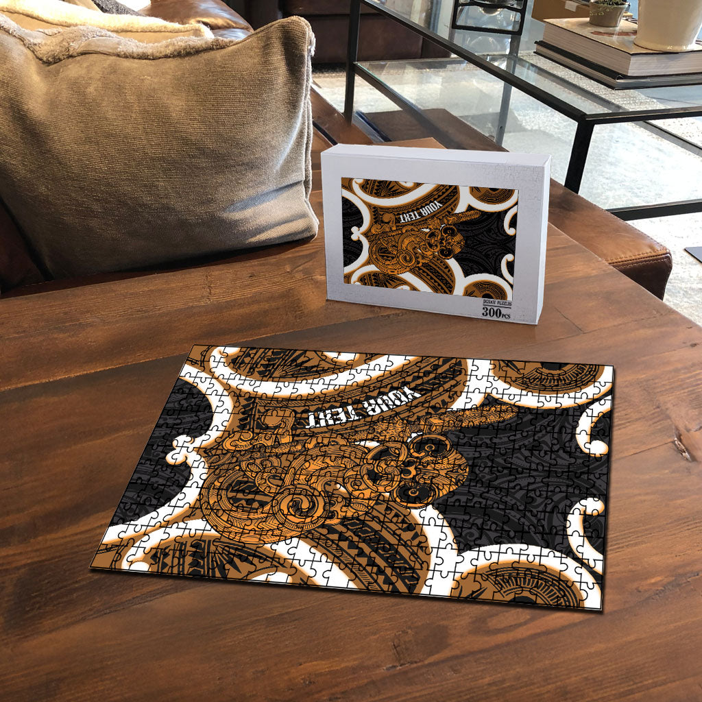 Karaka Aotearoa Atua Tumatauenga Personalised Puzzle Maori God Of War Tiki With Taiaha LT14 - Polynesian Pride