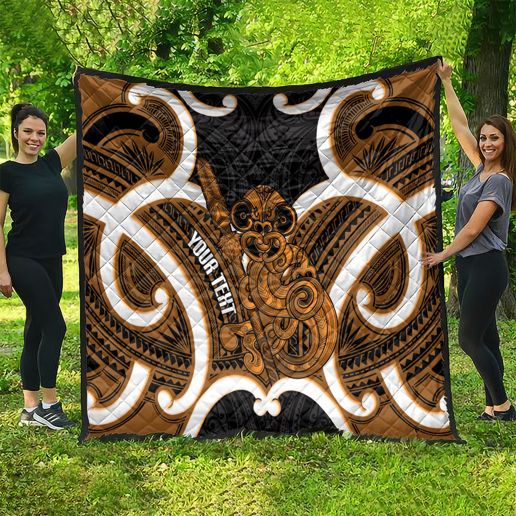 Karaka Aotearoa Atua Tumatauenga Personalised Quilt Maori God Of War Tiki With Taiaha LT14 - Polynesian Pride