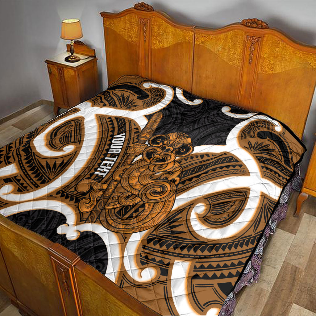 Karaka Aotearoa Atua Tumatauenga Personalised Quilt Maori God Of War Tiki With Taiaha LT14 - Polynesian Pride