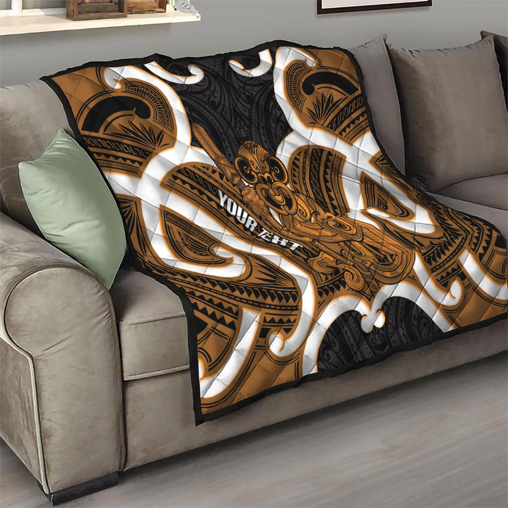 Karaka Aotearoa Atua Tumatauenga Personalised Quilt Maori God Of War Tiki With Taiaha LT14 - Polynesian Pride
