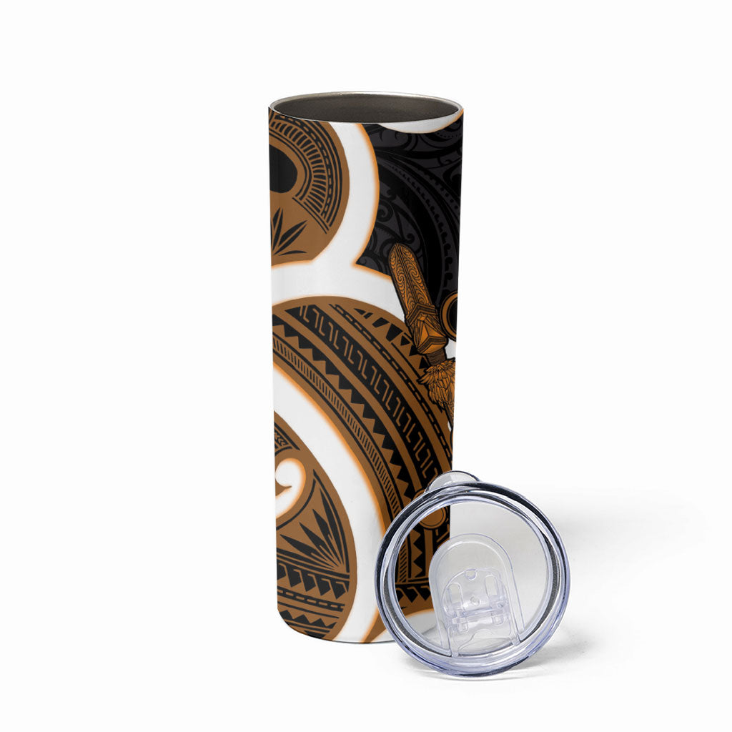 Karaka Aotearoa Atua Tumatauenga Skinny Tumbler Maori God Of War Tiki With Taiaha LT14 - Polynesian Pride