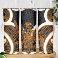 Karaka Aotearoa Atua Tumatauenga Skinny Tumbler Maori God Of War Tiki With Taiaha LT14 - Polynesian Pride