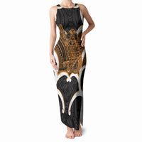 Karaka Aotearoa Atua Tumatauenga Personalised Tank Maxi Dress Maori God Of War Tiki With Taiaha LT14 Women Orange - Polynesian Pride