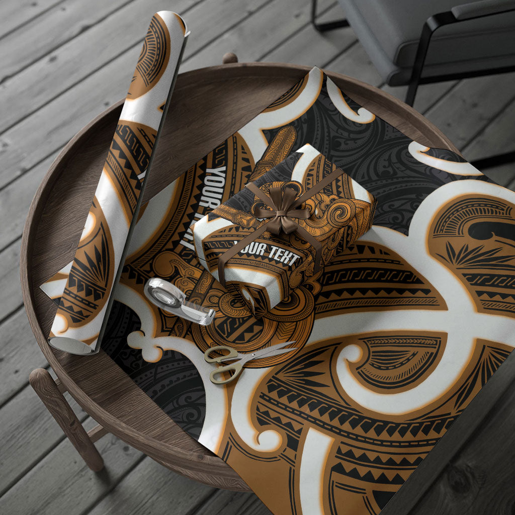 Karaka Aotearoa Atua Tumatauenga Personalised Wrapping Paper Maori God Of War Tiki With Taiaha LT14 - Polynesian Pride