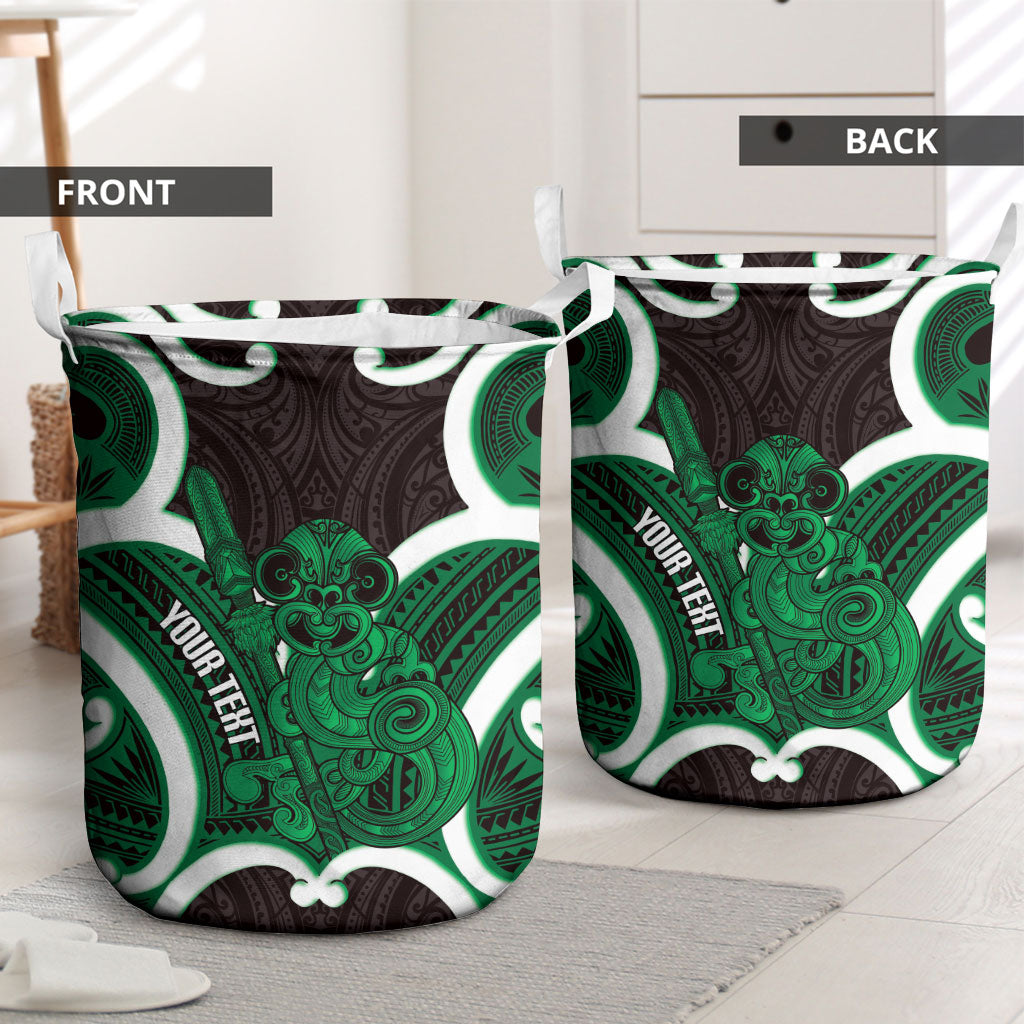 Kakariki Aotearoa Atua Tumatauenga Personalised Laundry Basket Maori God Of War Tiki With Taiaha LT14 - Polynesian Pride
