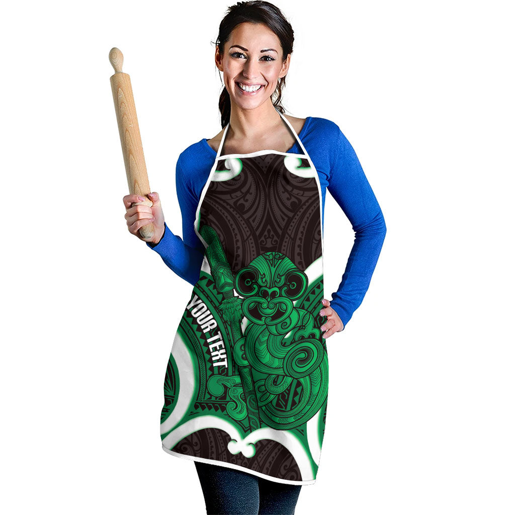 Kakariki Aotearoa Atua Tumatauenga Personalised Apron Maori God Of War Tiki With Taiaha LT14 - Polynesian Pride