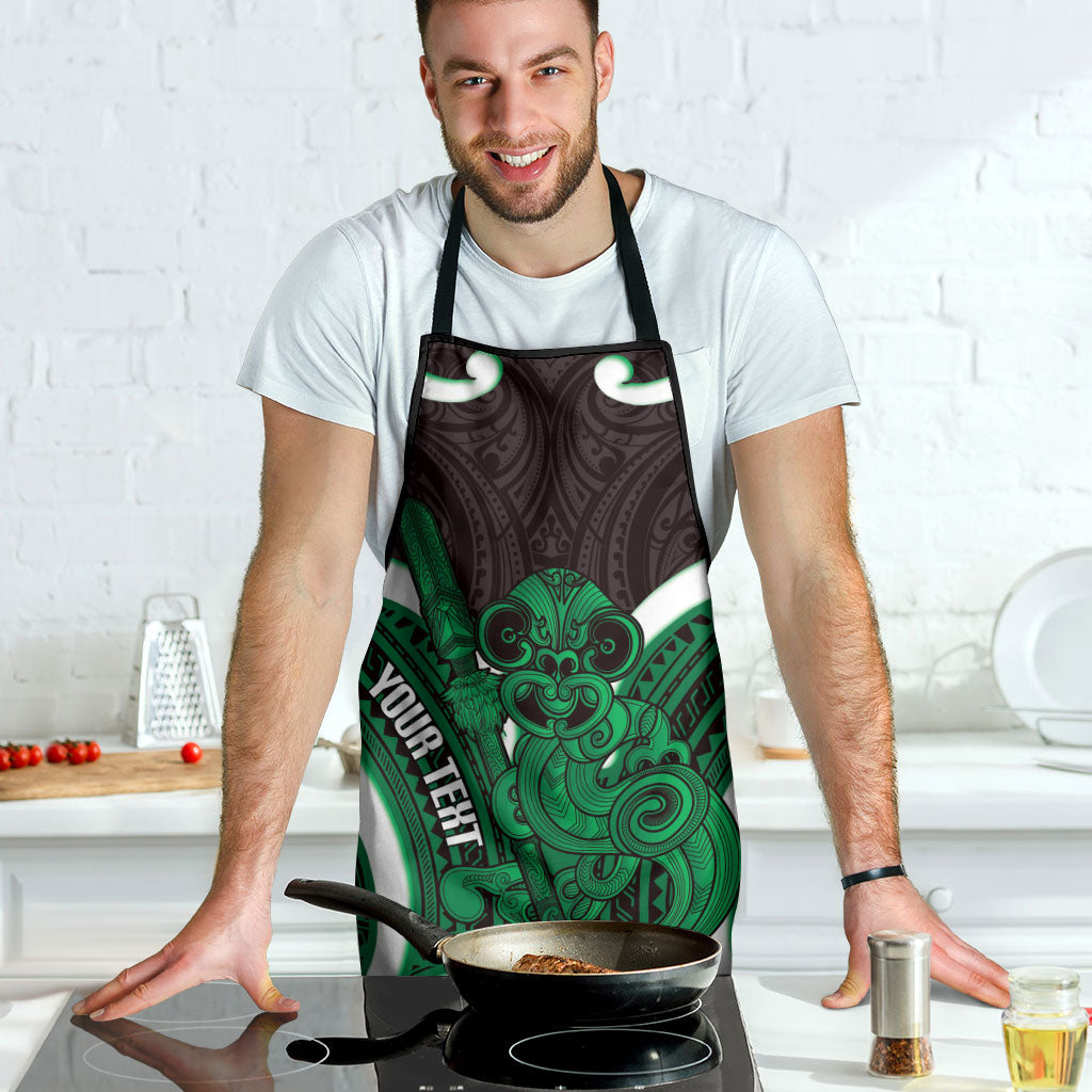 Kakariki Aotearoa Atua Tumatauenga Personalised Apron Maori God Of War Tiki With Taiaha LT14 - Polynesian Pride