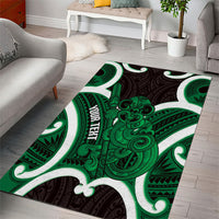 Kakariki Aotearoa Atua Tumatauenga Personalised Area Rug Maori God Of War Tiki With Taiaha LT14 - Polynesian Pride