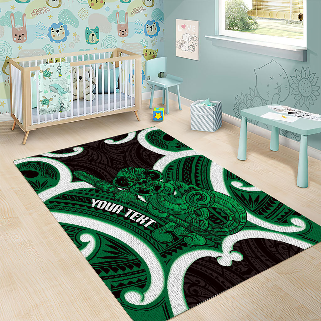 Kakariki Aotearoa Atua Tumatauenga Personalised Area Rug Maori God Of War Tiki With Taiaha LT14 - Polynesian Pride