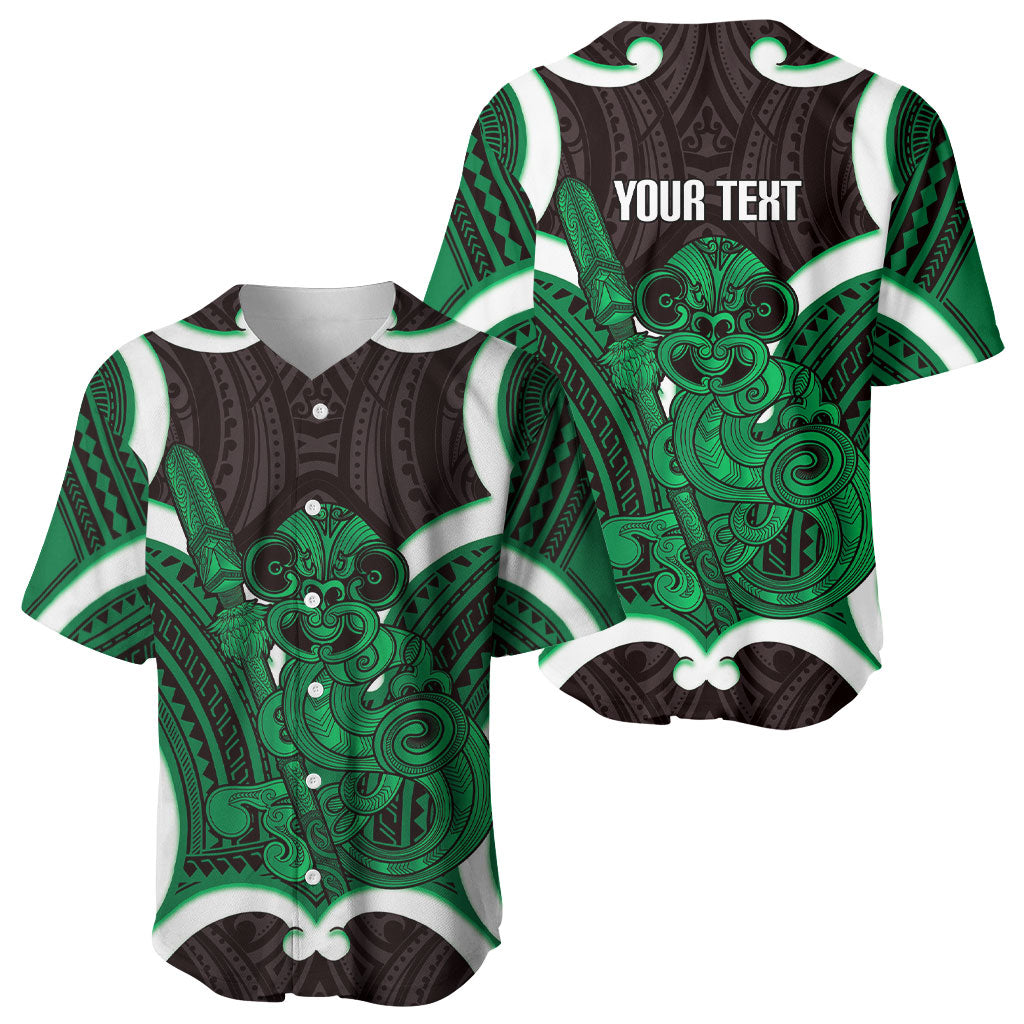 Kakariki Aotearoa Atua Tumatauenga Personalised Baseball Jersey Maori God Of War Tiki With Taiaha LT14 - Polynesian Pride