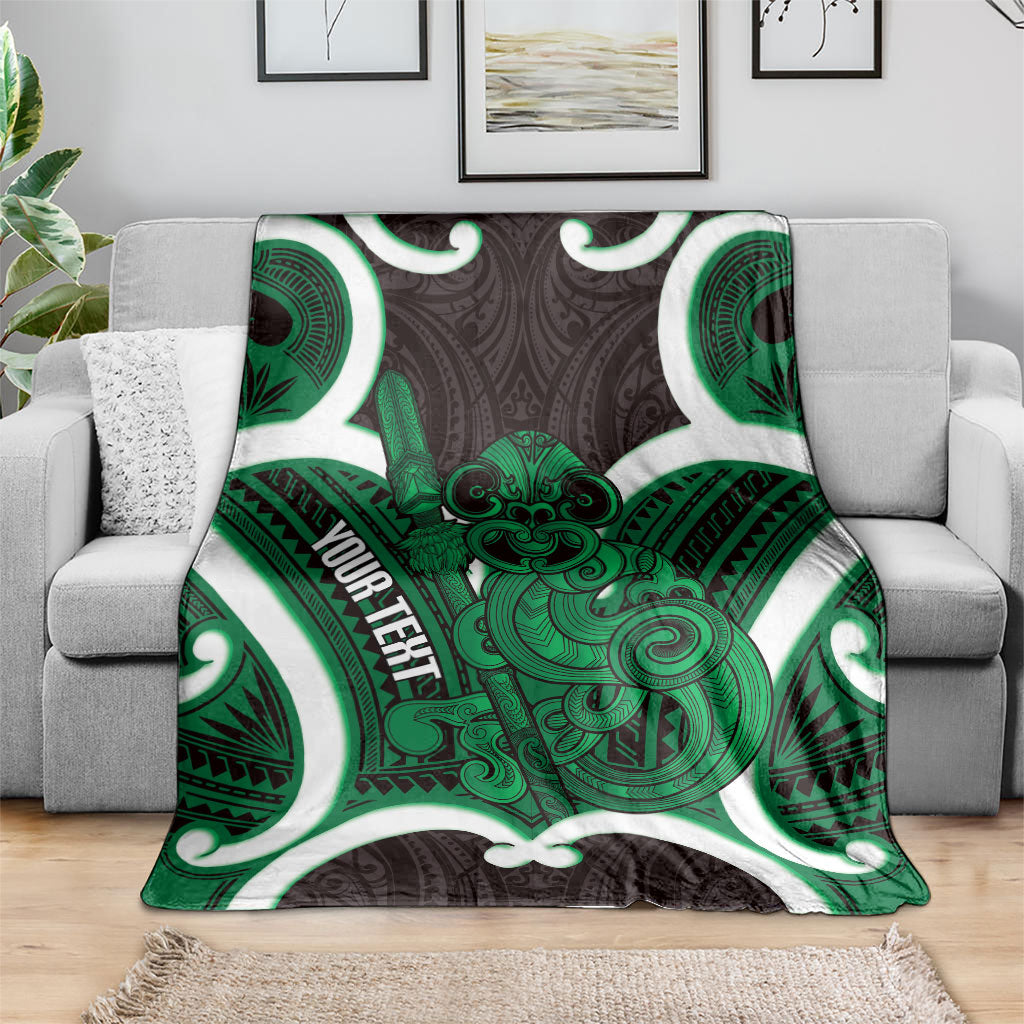Kakariki Aotearoa Atua Tumatauenga Personalised Blanket Maori God Of War Tiki With Taiaha LT14 - Polynesian Pride