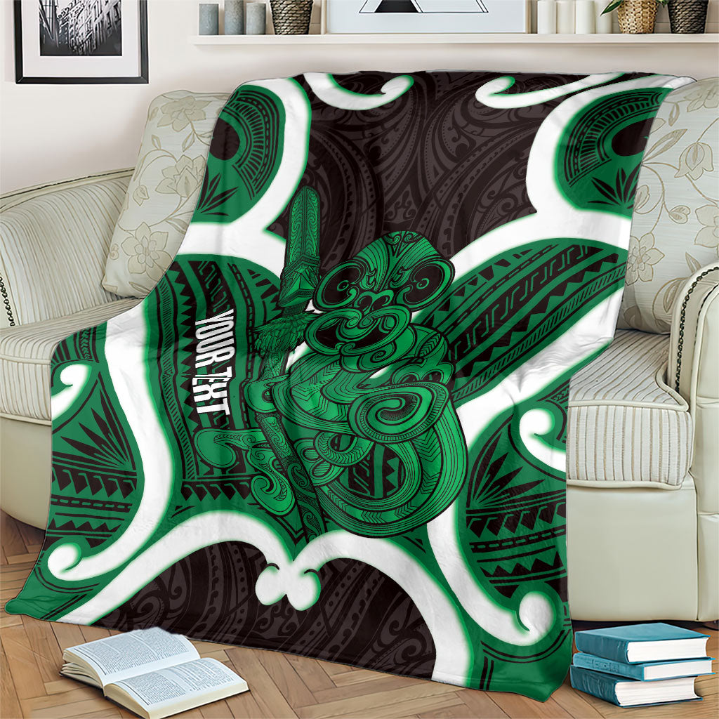 Kakariki Aotearoa Atua Tumatauenga Personalised Blanket Maori God Of War Tiki With Taiaha LT14 - Polynesian Pride