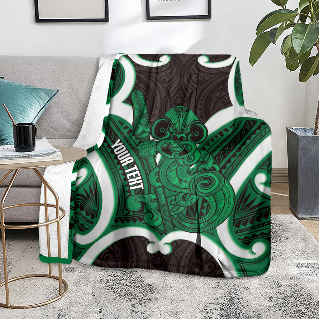 Kakariki Aotearoa Atua Tumatauenga Personalised Blanket Maori God Of War Tiki With Taiaha LT14 - Polynesian Pride