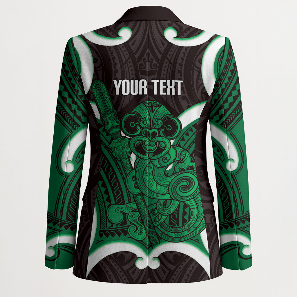 Kakariki Aotearoa Atua Tumatauenga Personalised Blazer Maori God Of War Tiki With Taiaha LT14 - Polynesian Pride