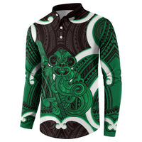 Kakariki Aotearoa Atua Tumatauenga Personalised Button Sweatshirt Maori God Of War Tiki With Taiaha LT14 - Polynesian Pride