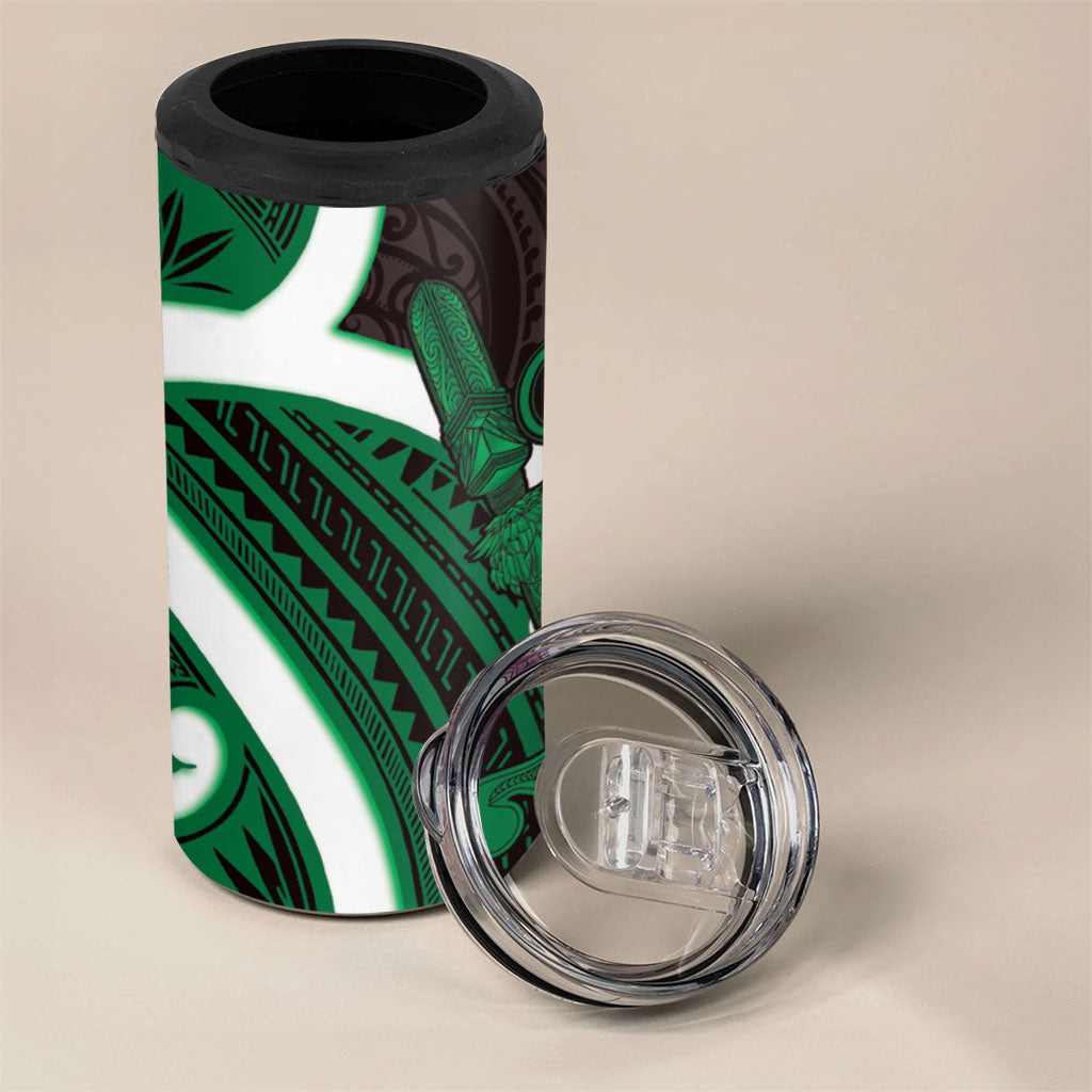Kakariki Aotearoa Atua Tumatauenga 4 in 1 Can Cooler Tumbler Maori God Of War Tiki With Taiaha LT14 - Polynesian Pride
