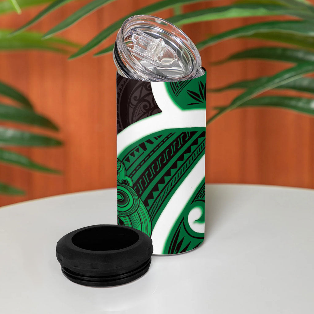 Kakariki Aotearoa Atua Tumatauenga 4 in 1 Can Cooler Tumbler Maori God Of War Tiki With Taiaha LT14 - Polynesian Pride