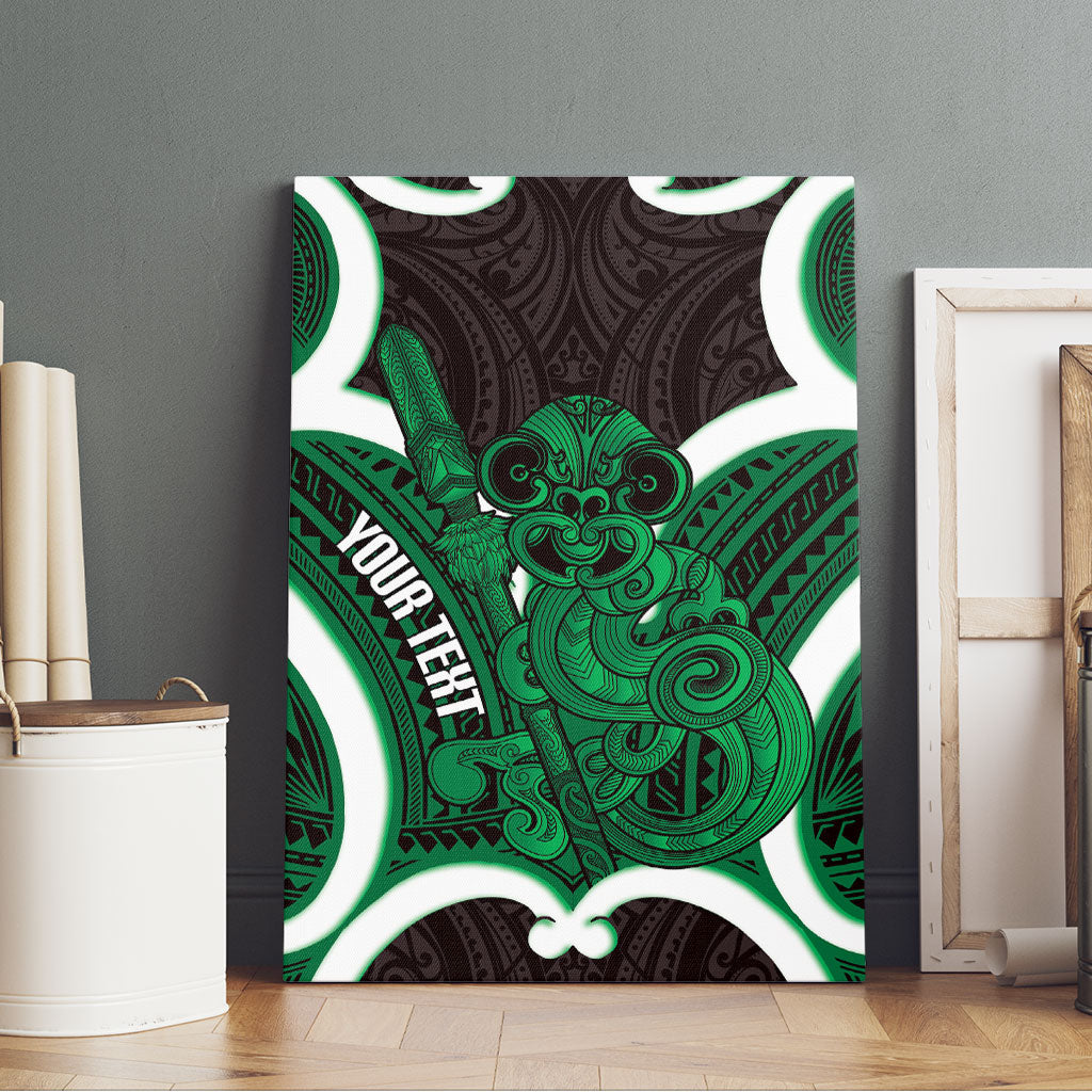 Kakariki Aotearoa Atua Tumatauenga Personalised Canvas Wall Art Maori God Of War Tiki With Taiaha LT14 - Polynesian Pride