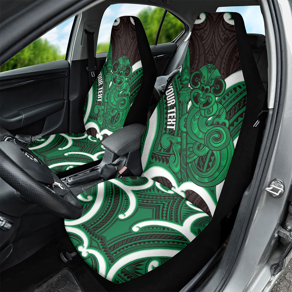 Kakariki Aotearoa Atua Tumatauenga Personalised Car Seat Cover Maori God Of War Tiki With Taiaha LT14 - Polynesian Pride