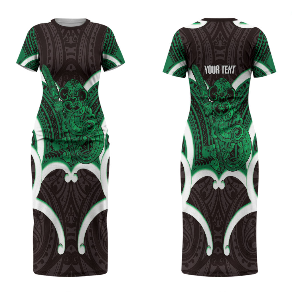 Kakariki Aotearoa Atua Tumatauenga Personalised Couples Matching Short Sleeve Bodycon Dress and Long Sleeve Button Shirt Maori God Of War Tiki With Taiaha LT14 - Polynesian Pride