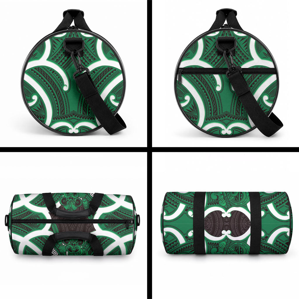 Kakariki Aotearoa Atua Tumatauenga Personalised Duffle Bag Maori God Of War Tiki With Taiaha