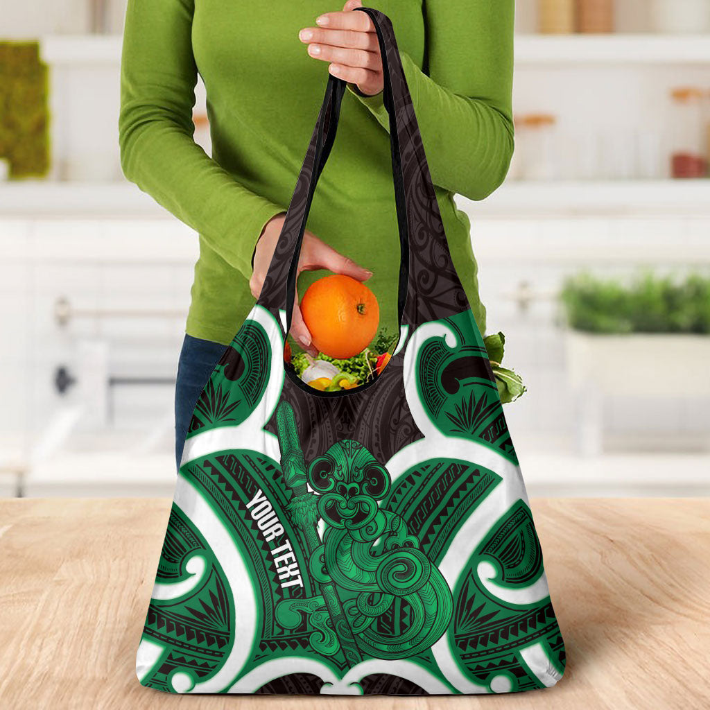 Kakariki Aotearoa Atua Tumatauenga Personalised Grocery Bag Maori God Of War Tiki With Taiaha LT14 - Polynesian Pride