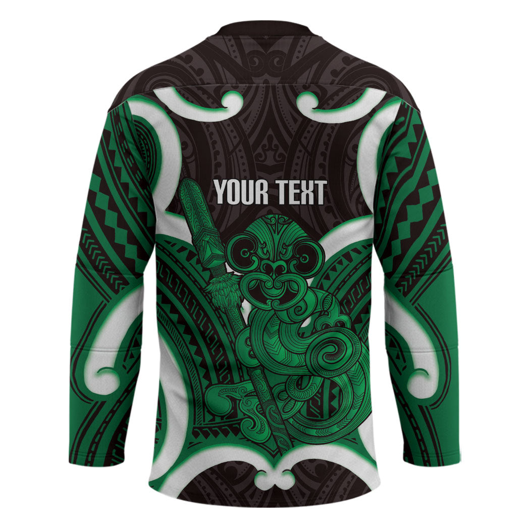 Kakariki Aotearoa Atua Tumatauenga Personalised Hockey Jersey Maori God Of War Tiki With Taiaha LT14 - Polynesian Pride