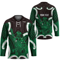Kakariki Aotearoa Atua Tumatauenga Personalised Hockey Jersey Maori God Of War Tiki With Taiaha LT14 - Polynesian Pride