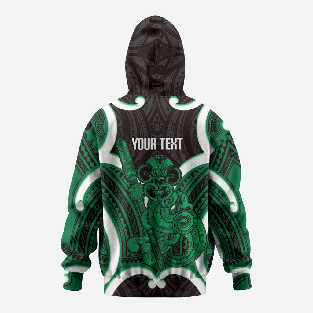 Kakariki Aotearoa Atua Tumatauenga Personalised Hoodie Maori God Of War Tiki With Taiaha LT14 - Polynesian Pride