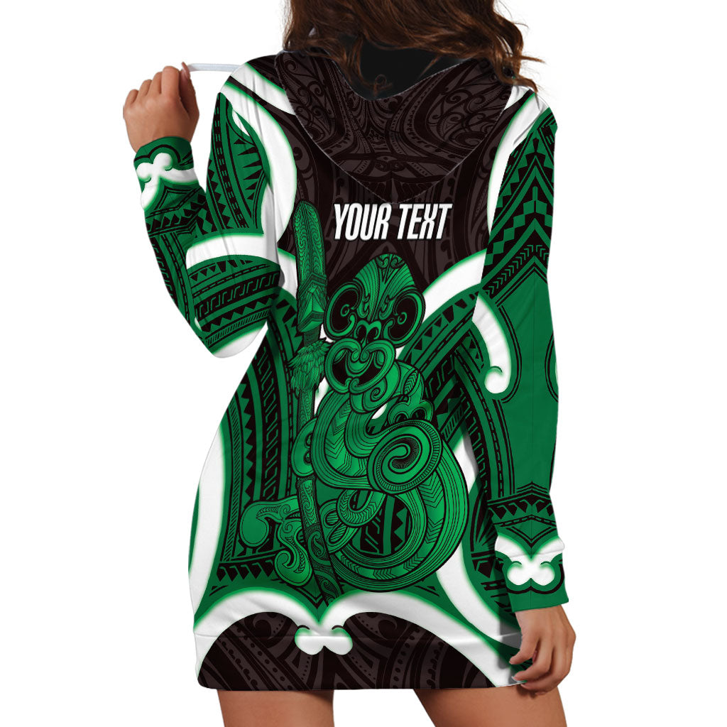 Kakariki Aotearoa Atua Tumatauenga Personalised Hoodie Dress Maori God Of War Tiki With Taiaha LT14 - Polynesian Pride